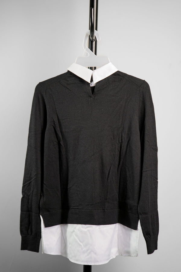 EMBROIDERY DTL MOCKABLE JUMPER 00 BLACK