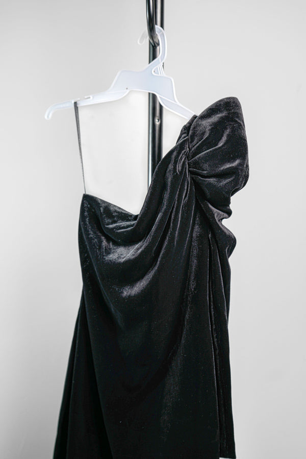 SCULPTED ONE SHOULDER DRESS 00 BLACK