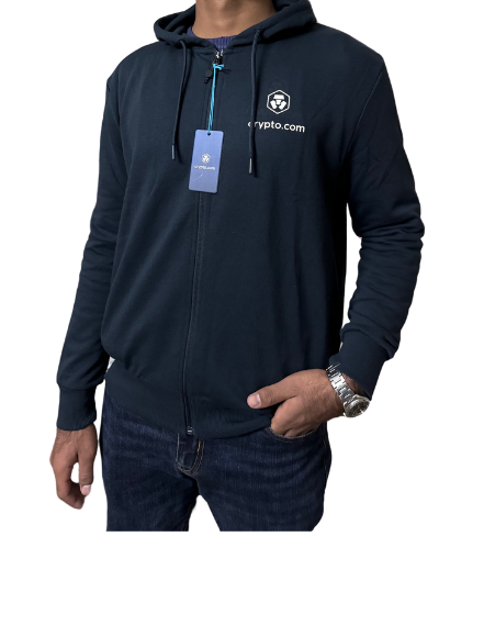 Crypto.com Men's Zip-Front Long sleeve Slim Fitted hoodie